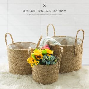 Aucun Panier de jardinière tissé à la main, panier décoratif de rangement de linge, paille, osier, rotin,