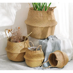 Other Panier en osier d'algues de Style nordique, 1 pièce, pour le rangement à domicile, parfait pour les