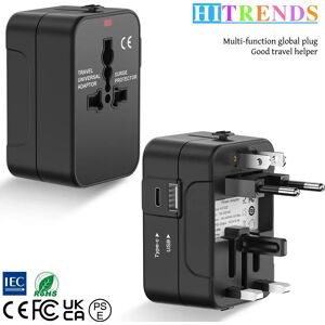 HITRENDS(电子) Adaptateur de prise de voyage universel, 1 port USB et 1 port de développement de type C, chargeur mural, convertisseur d'alimentation CA, adapté aux États-Unis, UE, Royaume-Uni, AU