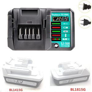 ZUIDID Chargeur de batterie Li-Ion DC18WA BL1815G BL1413G pour Makita 14.4V-18V série G, outil électrique