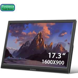 Potitzca Moniteur Portable 17.3 pouces 60Hz 1600x900 ordinateur Portable LCD affiche affichage moniteur de
