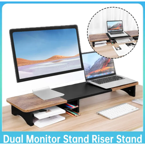 Aucun Support pour double moniteur, support polyvalent pour 2 moniteurs, organisateur de bureau, étagère