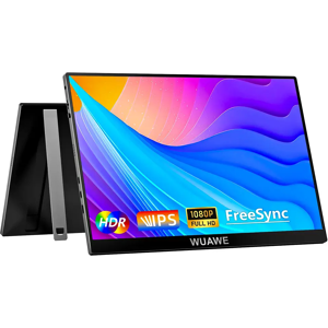 WUAWE Moniteur d'ordinateur auxiliaire externe HDMI avec support en métal intégré, moniteur portable 15.6