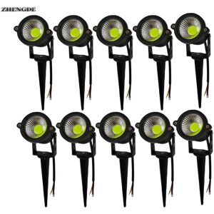 TAJDLED Spot lumineux LED imperméable avec pic, éclairage d'extérieur, lumière blanche chaude ou verte, idéal pour une pelouse, un jardin ou un sentier, DC 12V, 220/110V, 5W, 6 à 16 unités