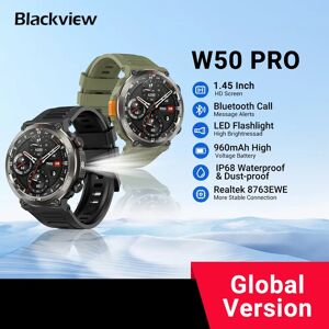 Blackview-W50 Pro Smartwatch, écran HD 1.45 ", lampe de poche, Bluetooth, appel téléphonique,
