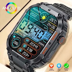LIGE 1.96 "Bluetooth appel montre intelligente hommes 400mAh étanche Sport Fitness Tracker moniteur de santé Smartwatch pour téléphone Android IOS
