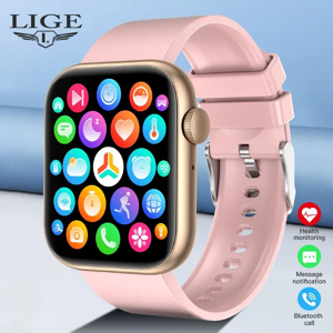 LIGE-Montre intelligente étanche pour femme, écran tactile complet, appel Bluetooth, montres de