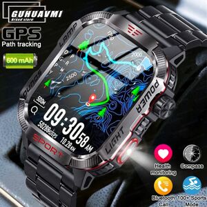GUHUAVMI Nouveau 2.01 pouces en plein air hommes montre intelligente 3ATM étanche 600Mah batterie boussole lampe de poche LED Bluetooth appel Smartwatch pour Xiaomi