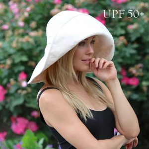 C.RIKA Chapeau de soleil d'été à large bord pour femmes, seau pliable de voyage, pliable, protection