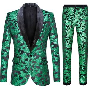 Aucun Robe de Marié en Velours Vert à Paillettes pour Homme, Taille Européenne (Blazer + FJM), Tendance de