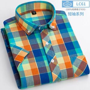 Aucun Chemise à Manches Courtes pour Homme, 100% Coton, Haute Qualité, Fine, Décontractée, à Carreaux, Sans Repassage, Grande Taille, Respirante, 6XL, Nouvelle Collection Été