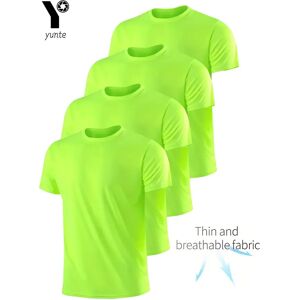Aucun T-Shirt Ultraléger à Col Rond pour Homme, Vêtement Respirant à vaccage Rapide, Vert Fluorescent,