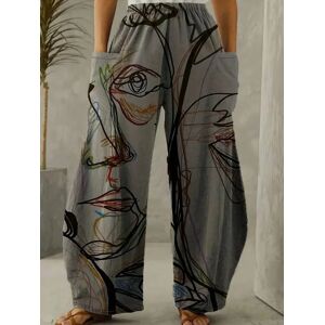 Aucun Pantalon décontracté taille haute pour femme, jambe large, ample, jambe droite, imprimé aléatoire,