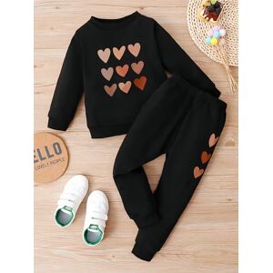 Aucun Ensemble de vêtements d'automne pour bébés filles, sweat-shirt imprimé cœur, pull, haut et pantalon,