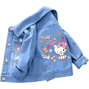 MINISO Mode bébé filles Hello Kitty Kuromi Denim veste manteau printemps automne vêtements d'extérieur pour