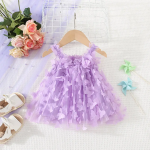 Zoseyies (0-3 ans) été nouveau bébé filles robe couleur unie licou papillon embelli a-ligne jupe maille douce