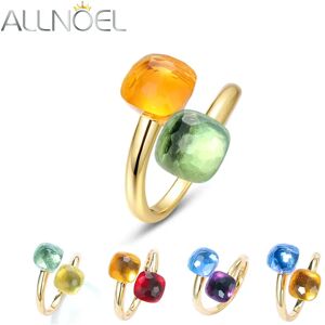 ALLNOEL-Bagues brodées en argent regardé 925 pour femme, style bonbon, vert bleu, cristal coloré,