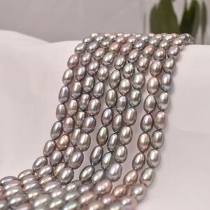 Aucun Perles de riz gris irradiées AAA, perles d'eau douce naturelles de haute qualité, en vrac pour la