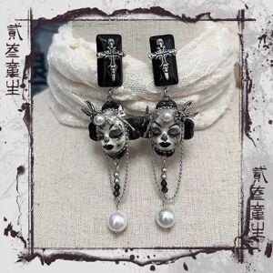 ZHUHE Boucles d'oreilles visage beurre pour petite amie, style gothique, bijoux masculins et féminins, cadeau de fête, nouveau, 2024
