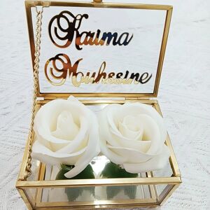 Aucun Boîte à bijoux en verre Terrarium, porte-anneau de mariage personnalisé, verre vert, boîte à