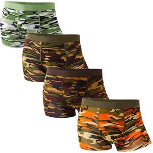 YIQXLICC 4 pièces/Boxers pour hommes Camouflage culotte militaire homme Boxer Sexy short doux sous-vêtements homme armée vert caleçon pour hommes grande taille