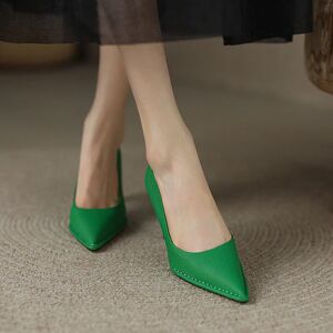 miaoguan Escarpins pointus à talons hauts pour femmes, chaussures de travail de bureau, français, vert, peu