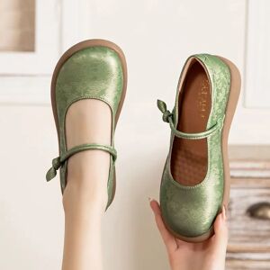 feerldi Nouveau vert mary jane chaussures plates femmes chaussures à bout large dames mocassins souples en cuir fendu chaussures peu profondes maman infirmière appartements femme mocassin