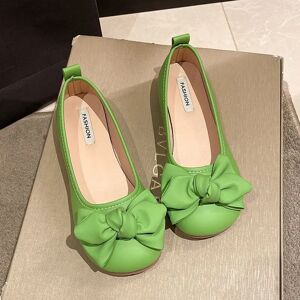 feerldi Chaussures de Ballet à nœud large pour femmes, mocassins respirants d'été, plats verts, peu