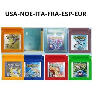 keeppley Cartouche de console de jeu vidéo 16 bits USA/FRA/ITA, carte de jeu GBC, série Pokémon, bleu cristal, vert, rouge, argent, jaune, version américaine