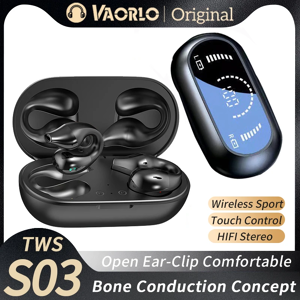 VAORLO Conduction osseuse écouteur Bluetooth 5.2 oreille pince sur l'oreille boucle d'oreille sans
