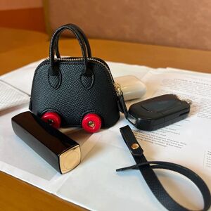 Aucun Étui Airpods 4 Mini sac de style de voiture, sac de rangement en cuir souple avec lanière pour clé de voiture, rouge à lèvres 1 2 3 Pro