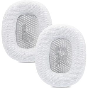 ERIKOLE Oreillettes de rechange pour Apple AirPods Max, coussin d'oreille en cuir 10000, argent blanc,