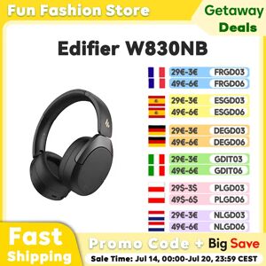 Edifier W830NB Casque sans fil à réduction active du bruit Casque supra-auriculaire Bluetooth 5.4 Hi-Res LDAC pliable -45dB ANC 94H