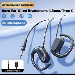 JINSERTA Écouteurs filaires à oreille ouverte de Type C, oreillettes filaires, micro, stéréo, sport, contrôle en ligne, pour Galaxy S23 S21 S22, 3.5mm/Type C