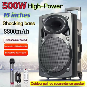 MouZYuan Haut-parleur karaoké, caisson de basses de 15 pouces, Bluetooth, colonne 500W, haut-parleur de danse