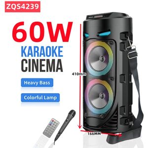 HONOURSACY ZQS4239-Haut-parleur subwoofer professionnel, son Bluetooth avec lumière LED colorée, microphone audio actif, 4 pouces