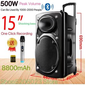 MouZYuan Haut-parleur Bluetooth sans fil portable, haut-parleur stéréo karaoké, haut volume extérieur, caisson de basses de danse carré, haute puissance, mobile, 15"