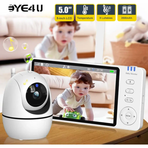 Eye4U Moniteur vidéo pour bébé de 5 pouces, avec caméra, Zoom PTZ, Protection de sécurité, caméras de