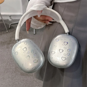 Aucun Étui de protection Transparent en forme de cœur d'amour Laser pour Apple Airpods Max, étui de