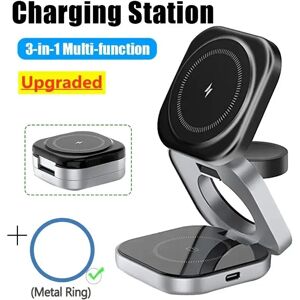 VIKEFON Support de chargeur magnétique sans fil pliable 3 en 1, pour iPhone 15 14 13 Pro Max IWatch AirPods 3/2, station de charge rapide