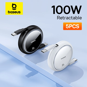 Baseus 2/5 pièces câble USB C rétractable 100W pour iPhone 16 15 ProMax câble de chargeur rapide