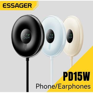 Essager 15W chargeur sans fil magnétique pour iPhone 16 15 14 Pro Max affichage numérique tapis de charge sans fil pour Macsafe pour Airpods