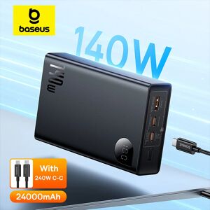 BASEUS Bas192.- Chargeur de batterie portable à charge rapide, 3 ports de sortie, 140W, 24000mAh, iPhone 16 Pro Max, ordinateur portable, tablette
