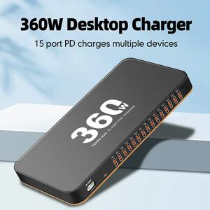 AIXXCO 360W USB chargeur 15 en 1 bureau PD 24W Charge rapide USB Type C chargeur LED affichage chargeur pour iPhone Xiaomi Smartphone ordinateur portable