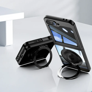 MOJINHAI Étui magnétique en métal TPU pour Samsung Galaxy Z Flip 6 5, support de chargeur sans fil,