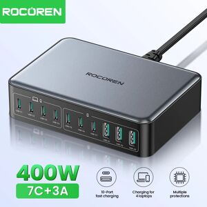 Rocoren 400W USB Type C chargeur rapide Portable 200W centrale électrique de bureau type-c Gan