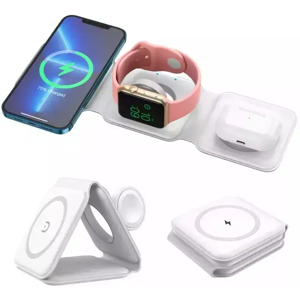 KEPHE 50W 3 en 1 chargeur sans fil magnétique pour iPhone 15 14 13 12 11 Apple Watch 8 7 6 AirPods Station