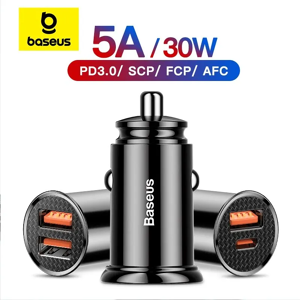 BASEUS Bas192.- Chargeur de voiture USB, Charge rapide, Charge rapide, Xiaomi, iPhone 12, 13, 14, Pro, 30W,