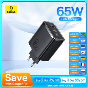 Baseus 65W GaN chargeur PD Charge Type C USB chargeur Support QC PPS Portable chargeur rapide pour