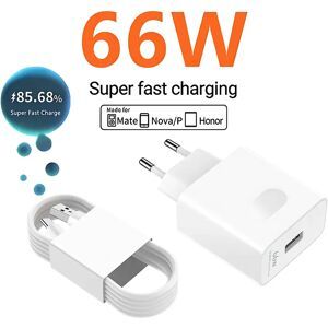 NONE Chargeur Super rapide 6A 66W, pour Huawei P40 P50 P60 Mate 50 Nova 12i 13 HONOR 300 Lite X7b X8c X9 Magic 3 4 5 Pro, câble USB de Type C